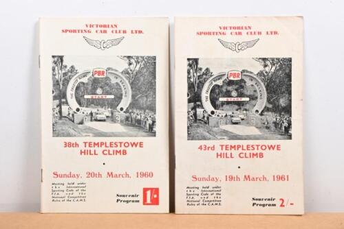 TEMPLESTOWE: Two 1960s 'VICTORIAN SPORTING CAR CLUB LTD. Official Programmes from the 38th and 43rd TEMPLESTOWE HILL CLIMB