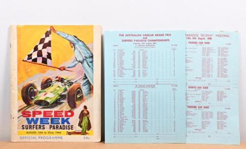 SURFERS PARADISE: An August, 12th to 22nd, 1966 Official Programme for 'SPEED WEEK', SURFERS PARADISE