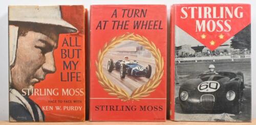 MOSS: Three hardcover books relating to Stirling Moss. 'A TURN AT THE WHEEL' by Stirling Moss. All First Editions