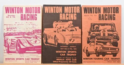 WINTON: Three 1969 and 1970 Official Programmes from Winton Circuit. Two 'WINTON SPORTS CAR TROPHY' programmes from December 1969 and May 1970 & March 1970 'WINTON TOURING CAR TROPHY' programme
