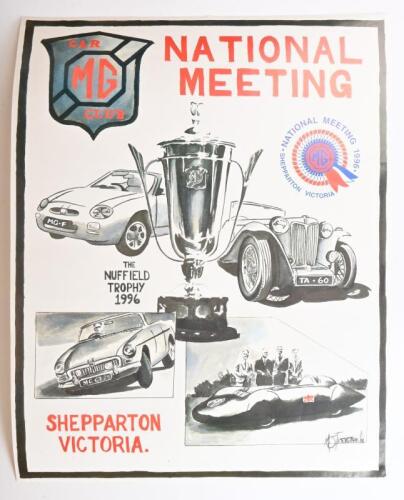 MG CAR CLUB: Four posters related to the MG Car Club. ''8th annual Springtime Rally" promotional poster
