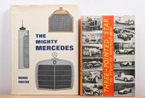 MERCEDES-BENZ: Two hardcover books detailing Mercedes-Benz history. 'THREE-POINTED STAR - The Story of Mercedes-Benz' by David Scott-Moncrieff & 'THE MIGHTY MERCEDES' by Michael Frostick