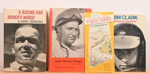 GRAND PRIX DRIVERS: Three interesting hardcover books detailing the racing careers of early Grand Prix drivers. 'A RACING CAR DRIVER'S WORLD' by Rudolf Caracciola, published 1961 by FARRAR, STRAUS and CUDAHY, INC, with period map of NURBURGRING