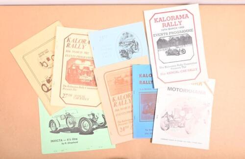 KALORAMA: A collection of KALORAMA MOTORKHANA and RALLY events programmes. Ranging in years from 1974 to 1986