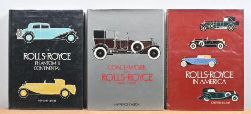 ROLLS-ROYCE: Three hardcover books regarding Rolls-Royce. 'THE ROLLS-ROYCE PHANTOM II CONTINENTAL' by Raymond Gentile