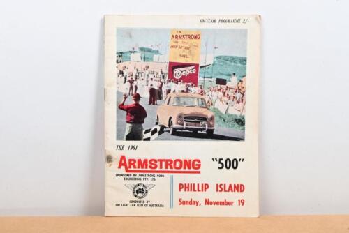 ARMSTRONG 500: An original and interesting 1961 ARMSTRONG "500" Official Programme, Phillip Island Sunday, November 19