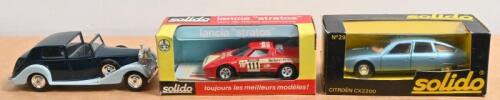 SOLIDO: Three 1:43 scale SOLIDO models. CITROEN, LANCIA & ROLLS-ROYCE models