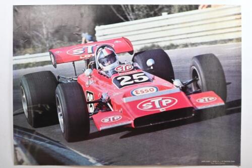 AMON: A period poster featuring Chris Amon racing a Lotus 70 at Warwick Farm