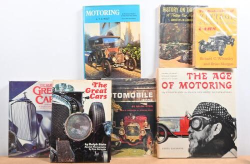 VINTAGE CARS: A collection of seven hardcover books detailing vintage cars. 'THE AGE OF MOTORING - 189 COLOUR AND BLACK AND WHITE ILLUSTRATIONS' by Pierre Dumont, Ronald Barker, Douglas B. Tubbs