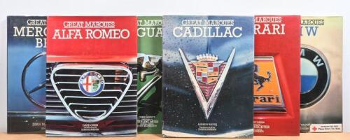 GREAT MARQUES: A group of six 'Great Marques' hardcover books covering various car manufacturers including Alfa Romeo, BMW, Cadillac, Jaguar