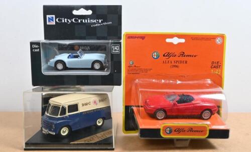 DIECAST MODELS: Three assorted 1:43 scale diecast models. CITY MORRIS LD150 "BMC SERVICE" 1959 van (CVO10) in B.M.C livery