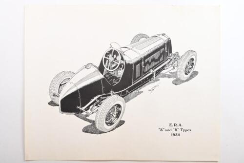 E.R.A: A black and white poster by Bob Shepherd - 'E.R.A. "A" and "B" Types 1934'