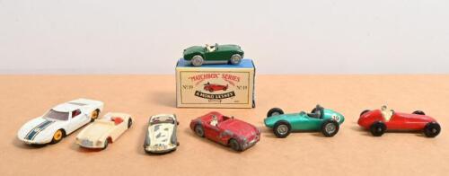 MATCHBOX: A group of predominantly Matchbox produced model cars. No.19 Aston Martin DBR 5, No.41 Ford GT & No.52 Maserati 4CLT/194