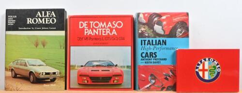 ITALIAN CARS: Four literature items relating to Alfa Romeo and Italian cars. 'ITALIAN High-Performance CARS' hardcover book by Anthony Pritchard and Keith Davey