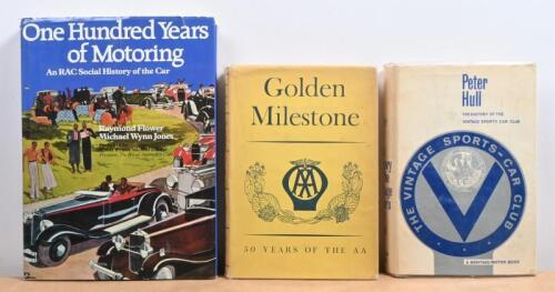 CAR CLUBS: Three hardcover books detailing car clubs. 'Golden Milestone - 50 YEARS OF THE AA' edited by David Keir and Bryan Morgan