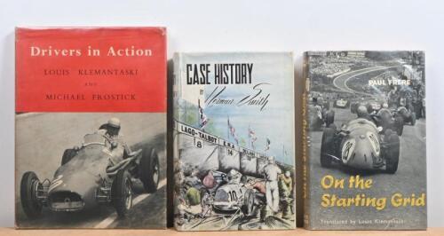 PERIOD MOTORSPORT: Three hardcover books published in the 1950s detailing motorsport. 'On the Starting Grid' by Paul Frere, translated by Louis Klemantaski