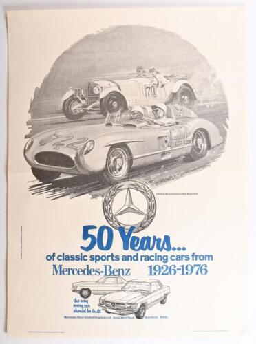 MERCEDES-BENZ: An original '50 Years... of classic sports and racing cars from Mercedes-Benz 1926 - 1976' poster