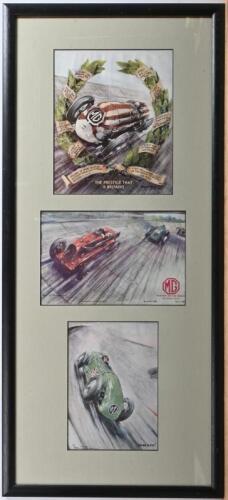 MG: A three print picture of various MGs by motor sport artist Bryan de Grineau. Triple M series of MGs & MG "MAGIC MIDGET" prints