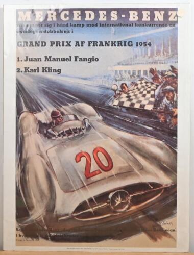 MERCEDES-BENZ: A re-printed Pro-Artis/Droits 'Turn Of The Century Collection', 'MERCEDES-BENZ - GRAND PRIX AF FRANKRIG 1954' promotional poster