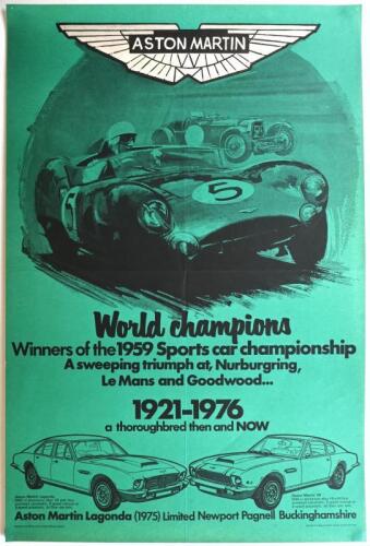 ASTON MARTIN: A superb and original 1976 'ASTON MARTIN, World Champions, 1921-1976 a thoroughbred then and NOW' poster