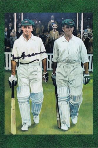 DON BRADMAN: A post card from the Australian Gallery of Sport and Olympic museum Melbourne, featuring Bradman and Ponsford, autographed by Bradman