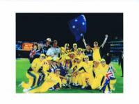 RICKY PONTING: A colour picture featuring the Australian 3rd World Cup Championship autographed by Ricky Ponting