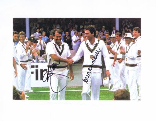 LILLEE & CHAPPELL: A colour picture from the Sydney 1984 Test, autographed by Dennis Lillee and Greg Chappell