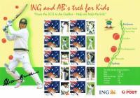 ALLAN BORDER: A stamp sheet from ING's and Allan Borders trek for the kids, autographed by Border