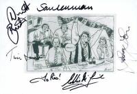 NOTABLE AFL PERSONALITIES: A afl cartoon autographed by Dermot Brereton, Tim Lane, Sam Newman, Eddie Mcguire and Garry Lyon