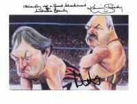 KEVIN SHEEDY CARTOON: A AFL cartoon by Schneider, autographed by Kevin Sheedy and Leigh Matthews