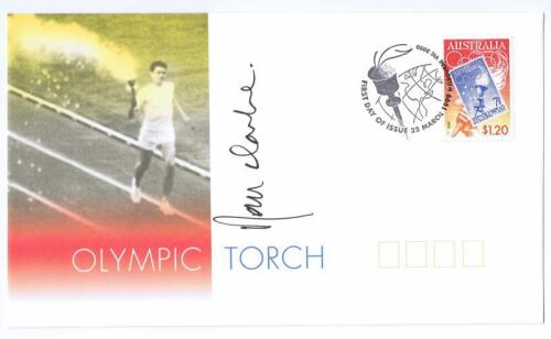 RON CLARKE: A 1999 Olympic Torch First Day Cover autographed by Ron Clarke