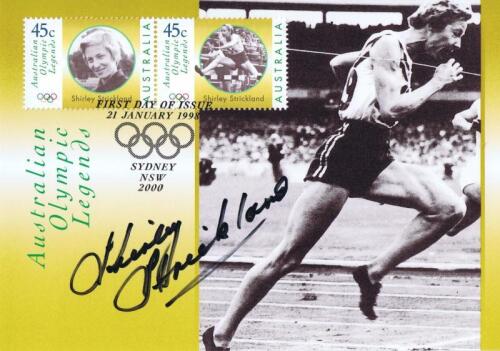 SHIRLEY STRICKLAND: A 'Australian Olympic Legends' first day cover, autographed by Shirley Strickland