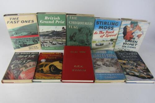 RACING NOVELS: Nine hardcover racing novels.
