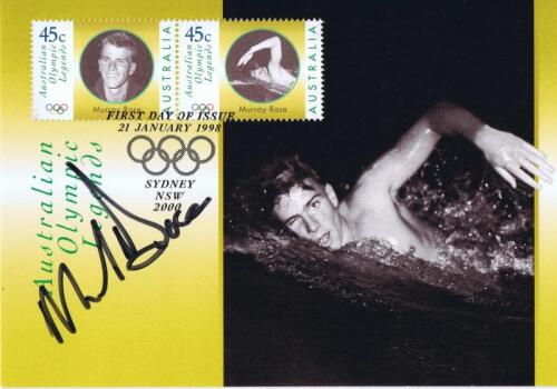 MURRAY ROSE: A 'Australian Olympic Legends' first day cover post card autographed by Murray Rose