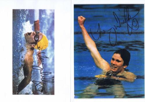 TRACEY WICKHAM: Two colour pictures of swimming legend Tracey Wickham, both autographed