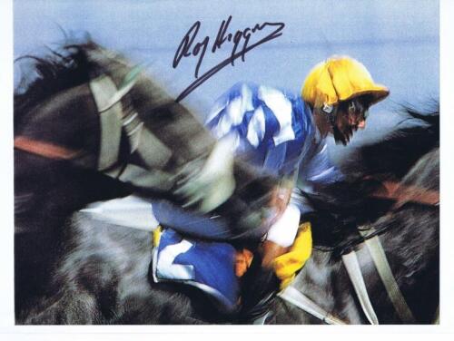ROY HIGGINS: A colour action shot of Roy Higgins, autographed