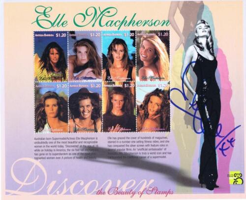 ELLE MACPHERSON: A stamp sheet from the 'World Stamp Expo Australia 1999' autographed by Elle Macpherson