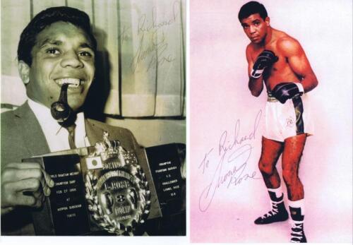 LIONEL ROSE: Two black and white pictures of Australian boxer Lionel Rose, both personally inscribed and signed by Rose