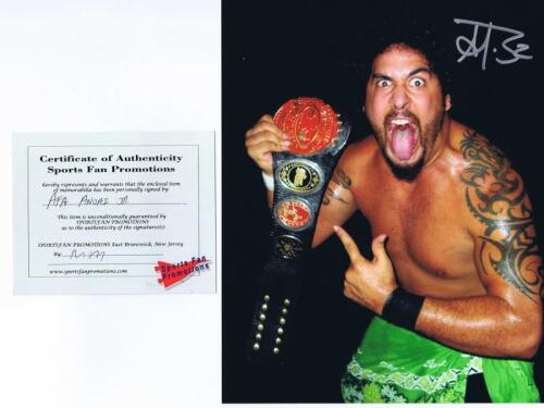 AFA ANOA'I JR: A autographed colour picture depicting Afa Anoa'i Jr with COA