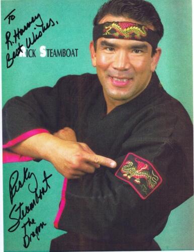 RICKY 'THE DRAGON' STEAMBOAT: A colour picture of Ricky Steamboat the Dragon, personally inscribed and signed