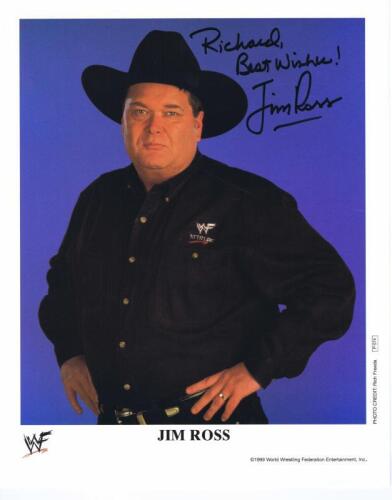 JIM ROSS: A official WFE publicity card of Jim Ross, personally inscribed and signed by Ross