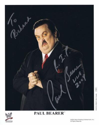 PAUL BEARER: A official WWE publicity card of Paul Bearer, personalised autograph