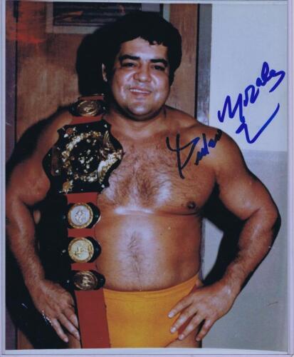 PEDRO MORALES: A colour picture of Puerto Rican wrestler Pedro Morales, autographed