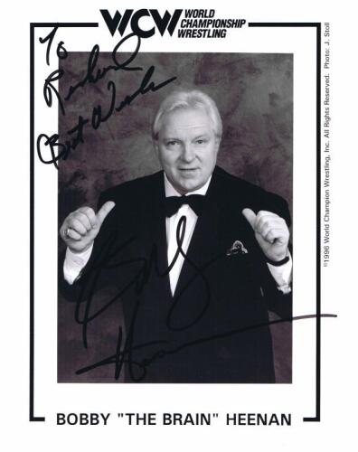 BOBBY HEENAN: A official WCW publicity card for 'The Brain', autographed by Bobby Heenan