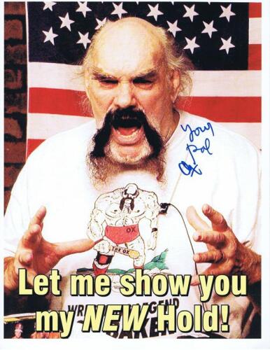 OX BAKER: A picture depicting Ox Baker 'Let me show you my NEW Hold!' autographed by Ox Baker
