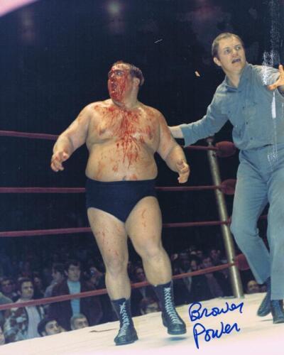 BULLDOG BROWER: A colour picture of Dick 'The Bulldog' Brower, autographed by Richard Gland