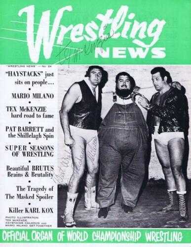 MAGAZINE: A edition of Wrestling News No 24, autographed by Tex Mckenzie and Mario Milano