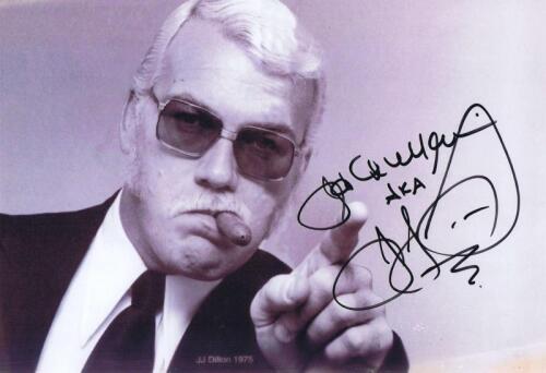 J.J DILLON: A black and white portrait autographed by J.J Dillon AKA James Morrison