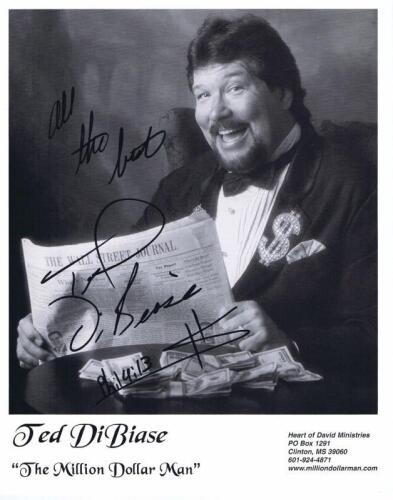 MILLION DOLLAR MAN: A official publicity card of 'The Million Dollar Man' autographed by Ted Dibiase