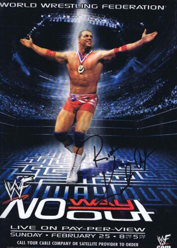 KURT ANGLE: A colour print out of the WWF No Way Out brochure, autographed by Kurt Angle